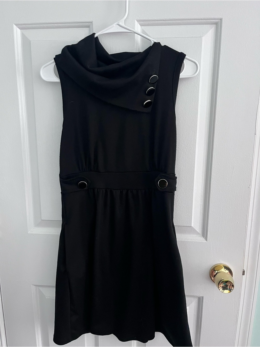 Monteau Black Sleeveless Cowl-Neck Mini Dress